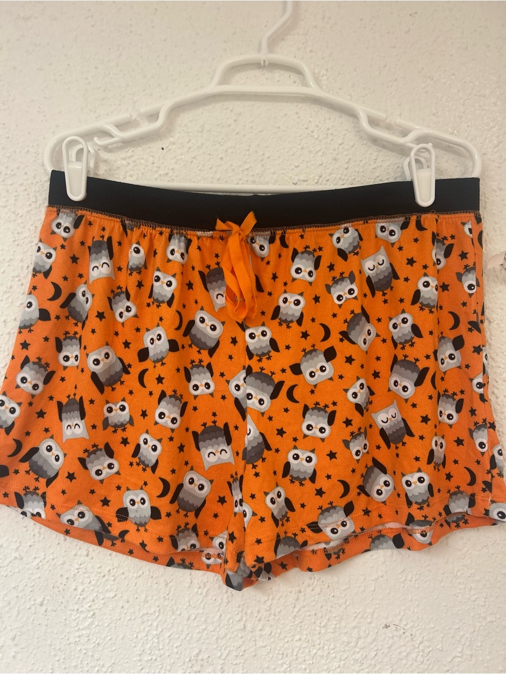 Women's Orange Owl Print Halloween Lounge Shorts PJ bottoms NWT Large - Picture 2 of 4
